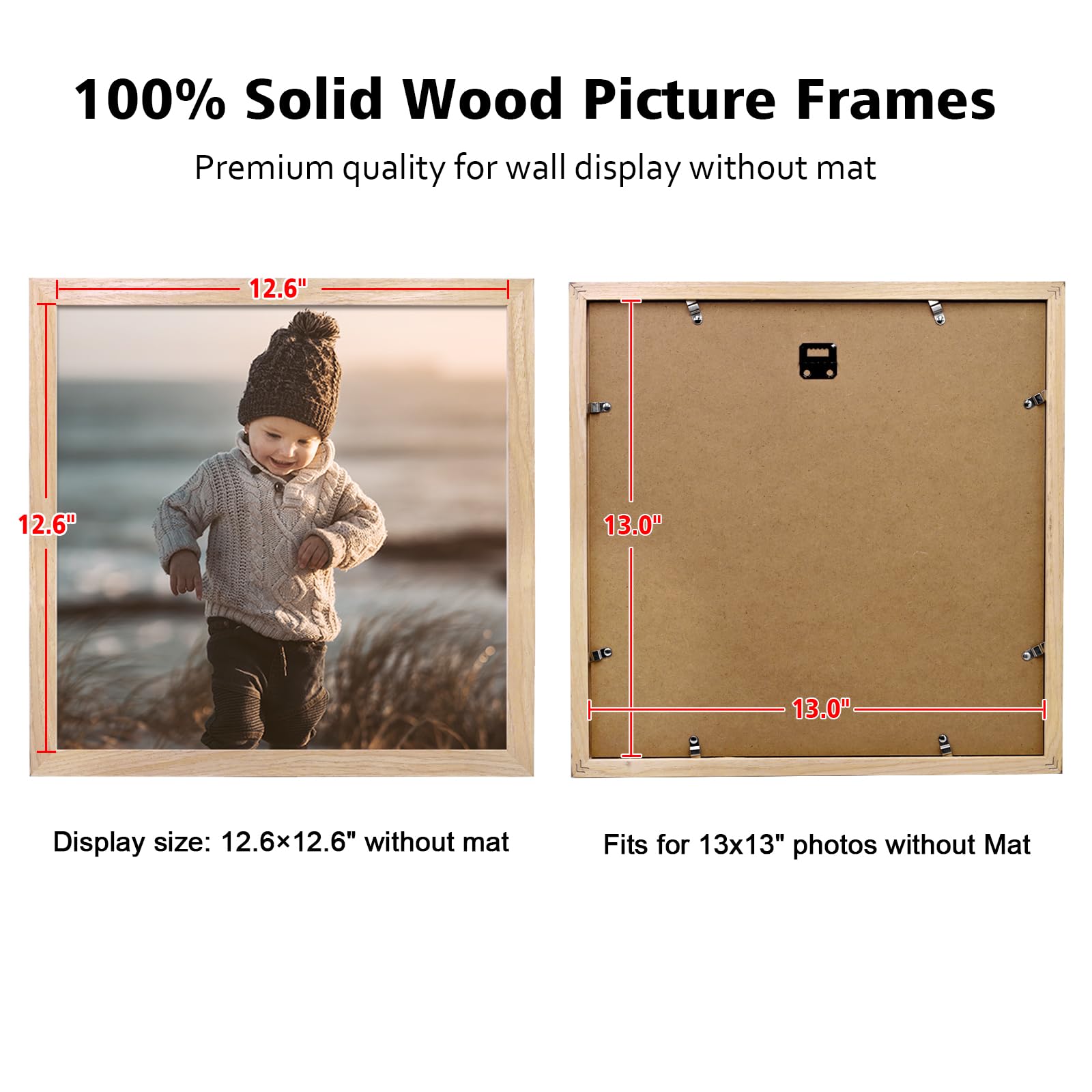 Amazon.com: KINLINK 13x13 Picture Frame, Natural Square Solid Wood